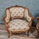 Pair of chairs cabriolets Louis XV rockery walnut rockery