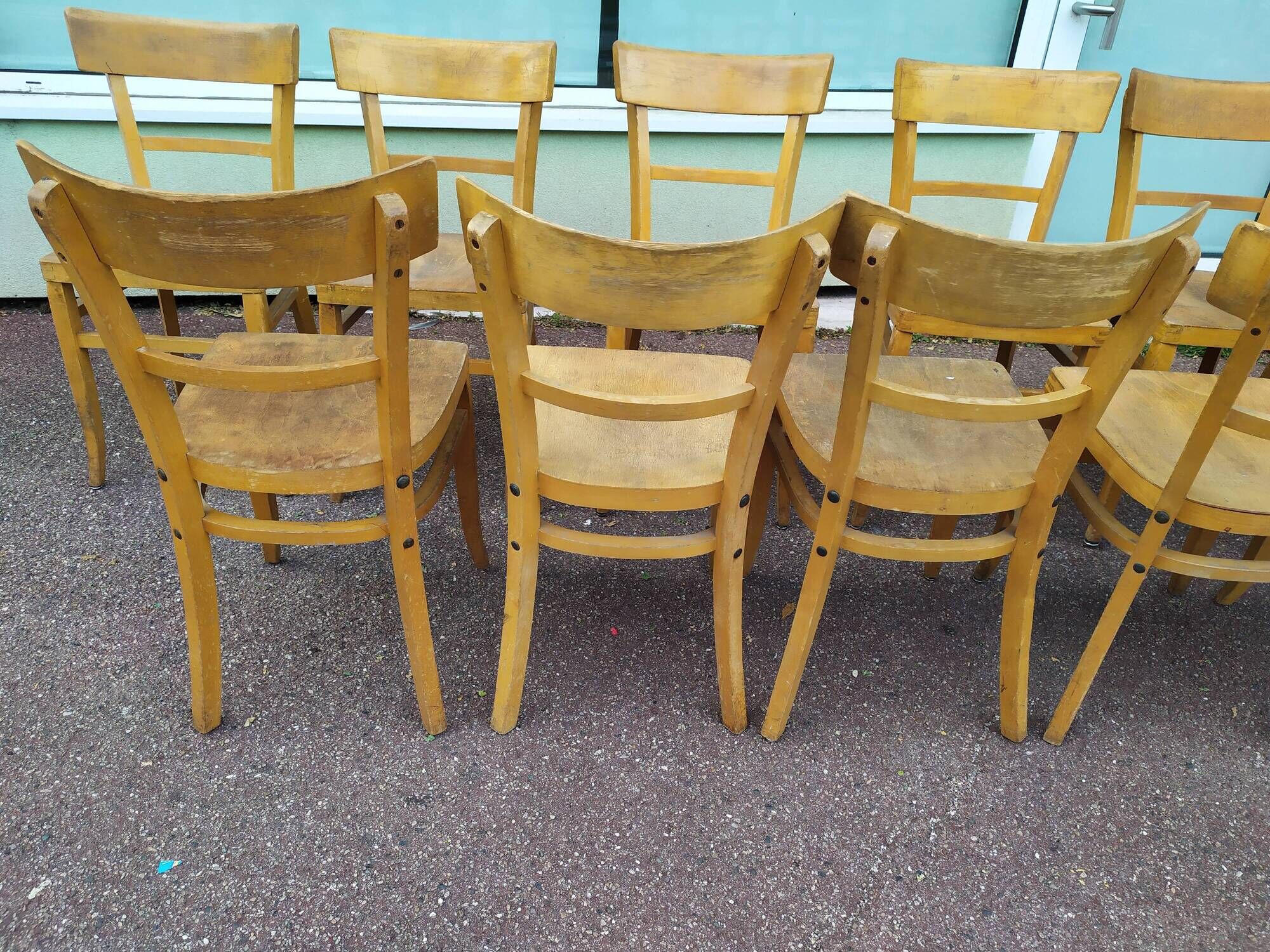 Lot de 12 chaises de bistrot bar bois vintage luterma