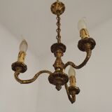 French Antique Art Nouveau Style 3-Light Quality Bronze Chandelier