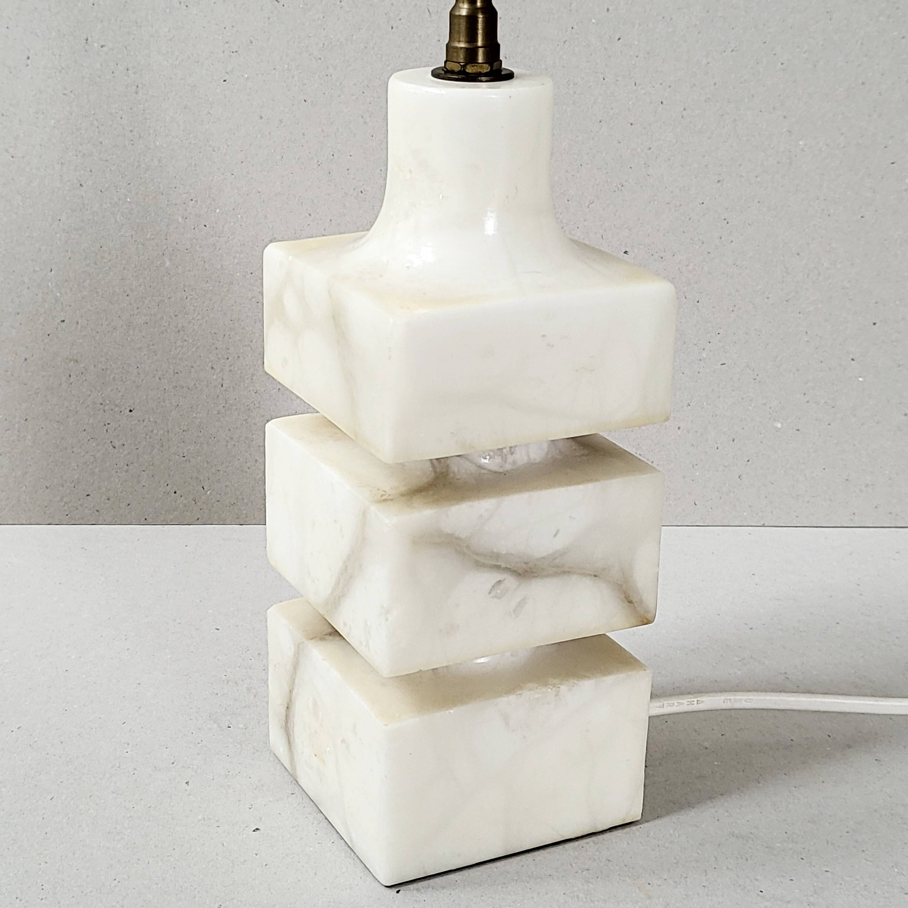 Vintage 1970 lamp in marble & brass