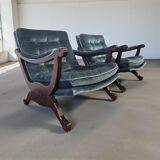 Set of 2 vintage blue armchairs / chairs / seats