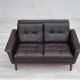 1970s, Danish 2 seater sofa, original condition, furniture leather, solid teak wood.