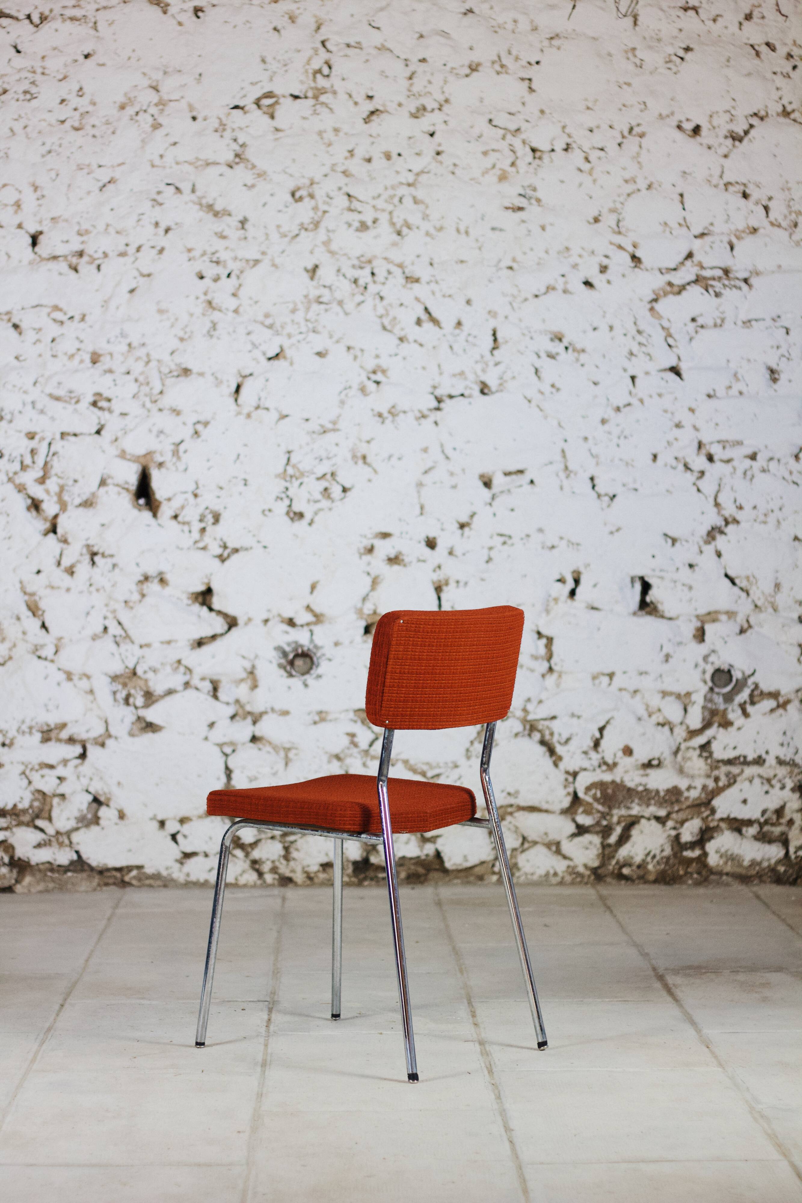 Vintage orange velvet chair, 1970