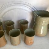 Pichet et ses verres en grès vintage