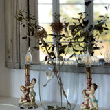 Duo of antique ceramic lamps.