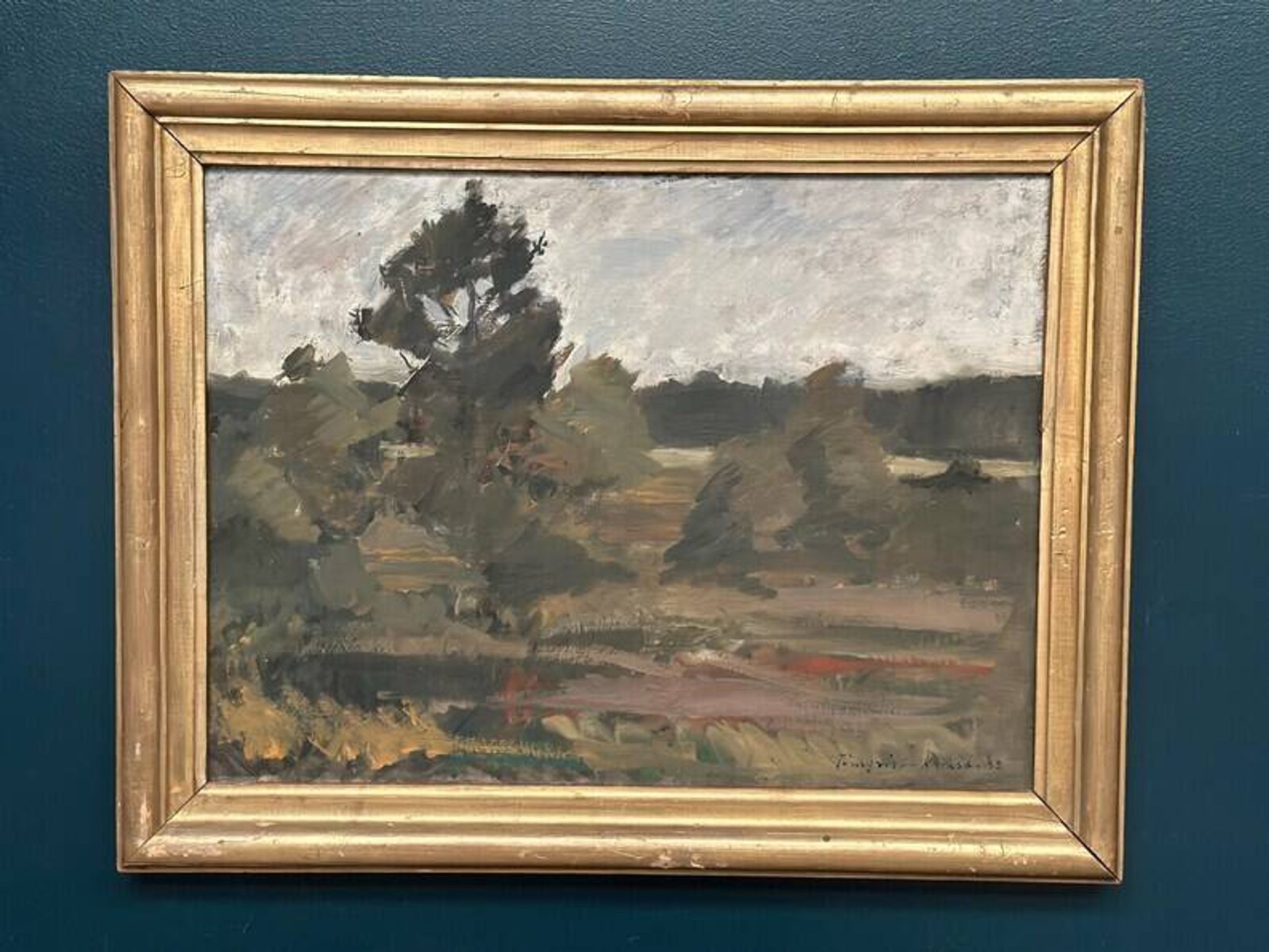 Huile sur toile originale suédoise – "Paysage" par Tornqvist – Signée – Datée 1932 – Encadrée