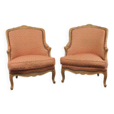 Paire de fauteuils bergère de style Louis XV