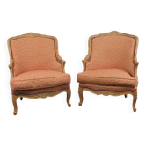 Pair of Louis XV style bergère armchairs