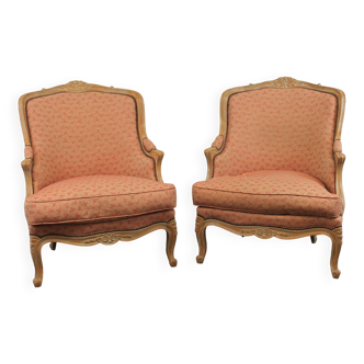 Pair of Louis XV style bergère armchairs