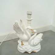 Porcelain lamp swans with vintage gold details
