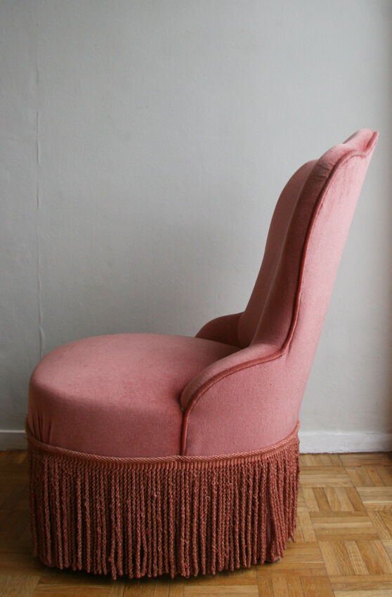 Fauteuil crapaud velours rose