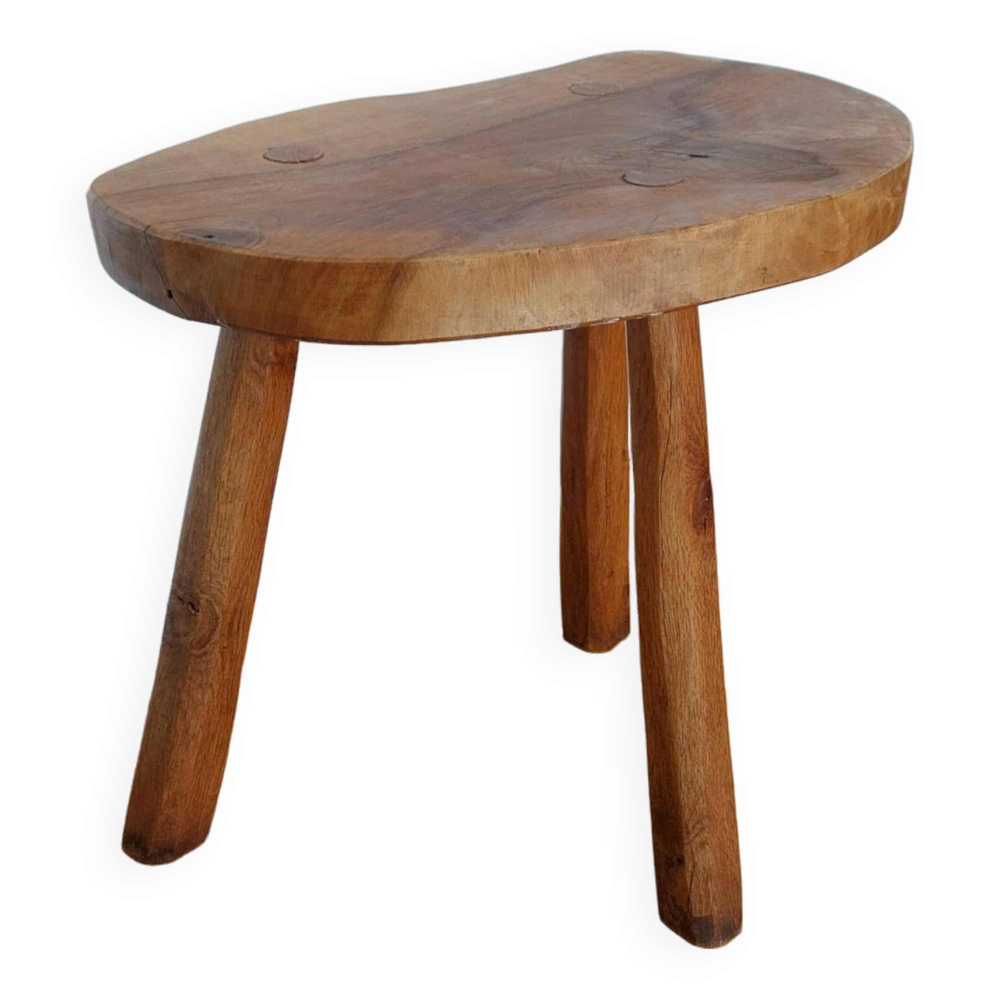 tabouret tripode brutaliste bois massif brutalisme