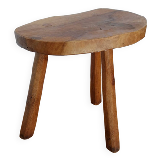 brutalist tripod stool solid wood brutalism