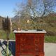 Antique mahogany chest of drawers with white marble.