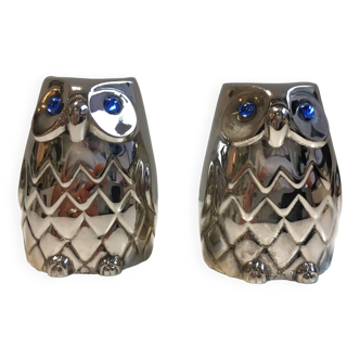 Atypical Salt & Pepper Shaker Owls Owls Collector Silver Plated Design