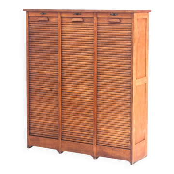 Vintage filing cabinet. Oak wood. Restored. France, 1940s-1950s.