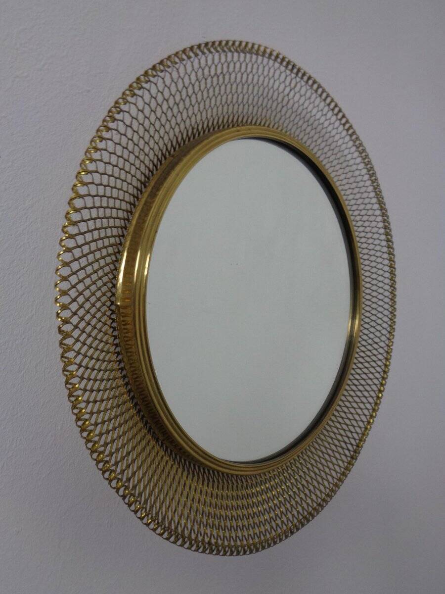 Vintage French Brass Mirror, 1960s