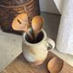 Salad server or large flat oval teak spoon L28 D8.5