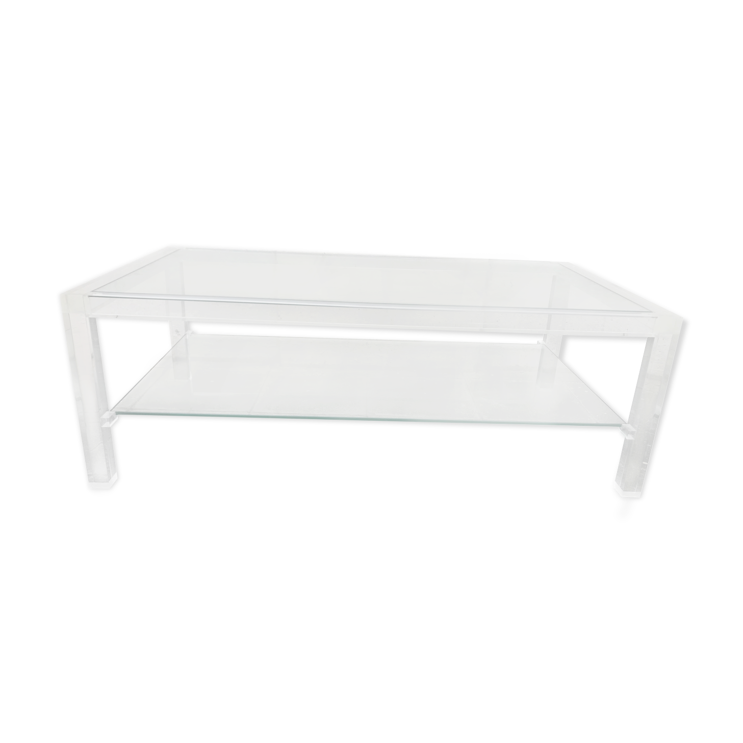 Plexiglass and glass coffee table "Les Invisibles de Marais" 1980