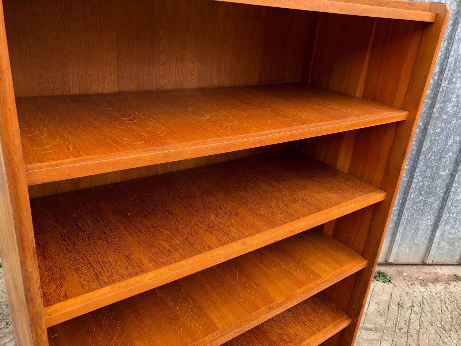Vintage oak bookcase with compass base