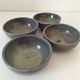 4 handmade ceramic bowls – Grey-blue glaze and mineral shades