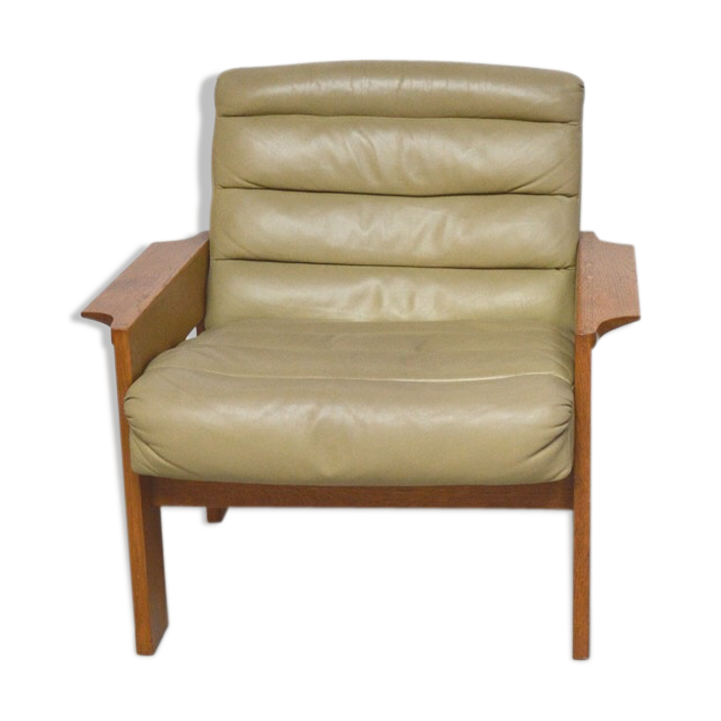 Pair of green leather armchairs 1960