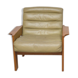 Pair of green leather armchairs 1960