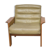 Paire de fauteuils cuir vert 1960