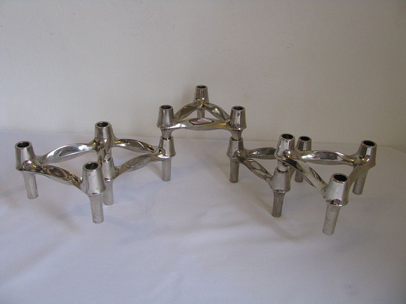 Set Of 5 , 1970s " Bmf " Modular Candle Holders Designed By Fritz Nagel & Ceasar Stoffi
