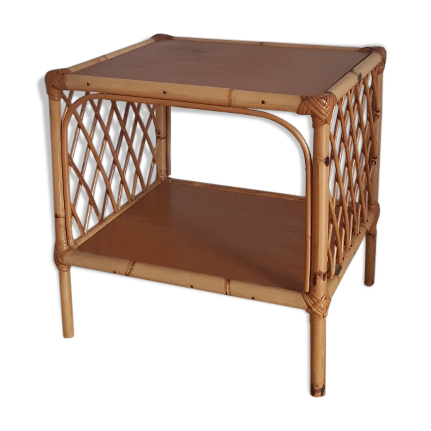 Rattan side table