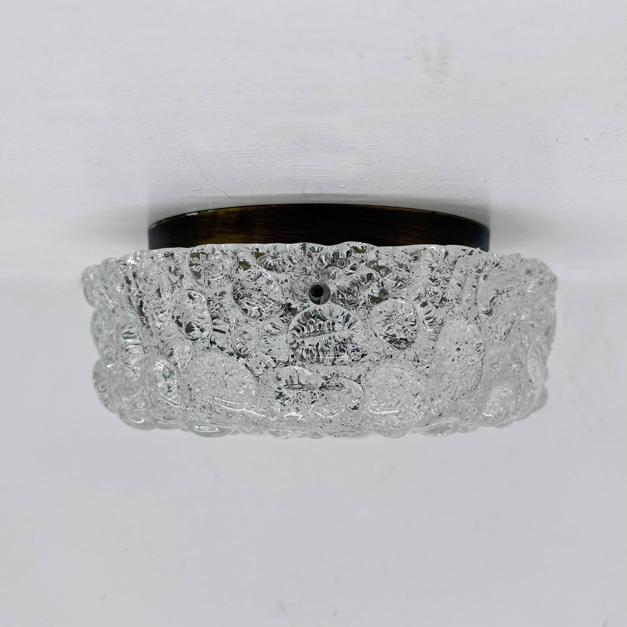 Lampe de plafond en verre Murano à bulles Hillebrand, années 1970, Allemagne