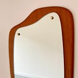 Vintage triangular wall mirror teak frame