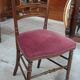 Pair of old velvet chairs in old rose carved wood