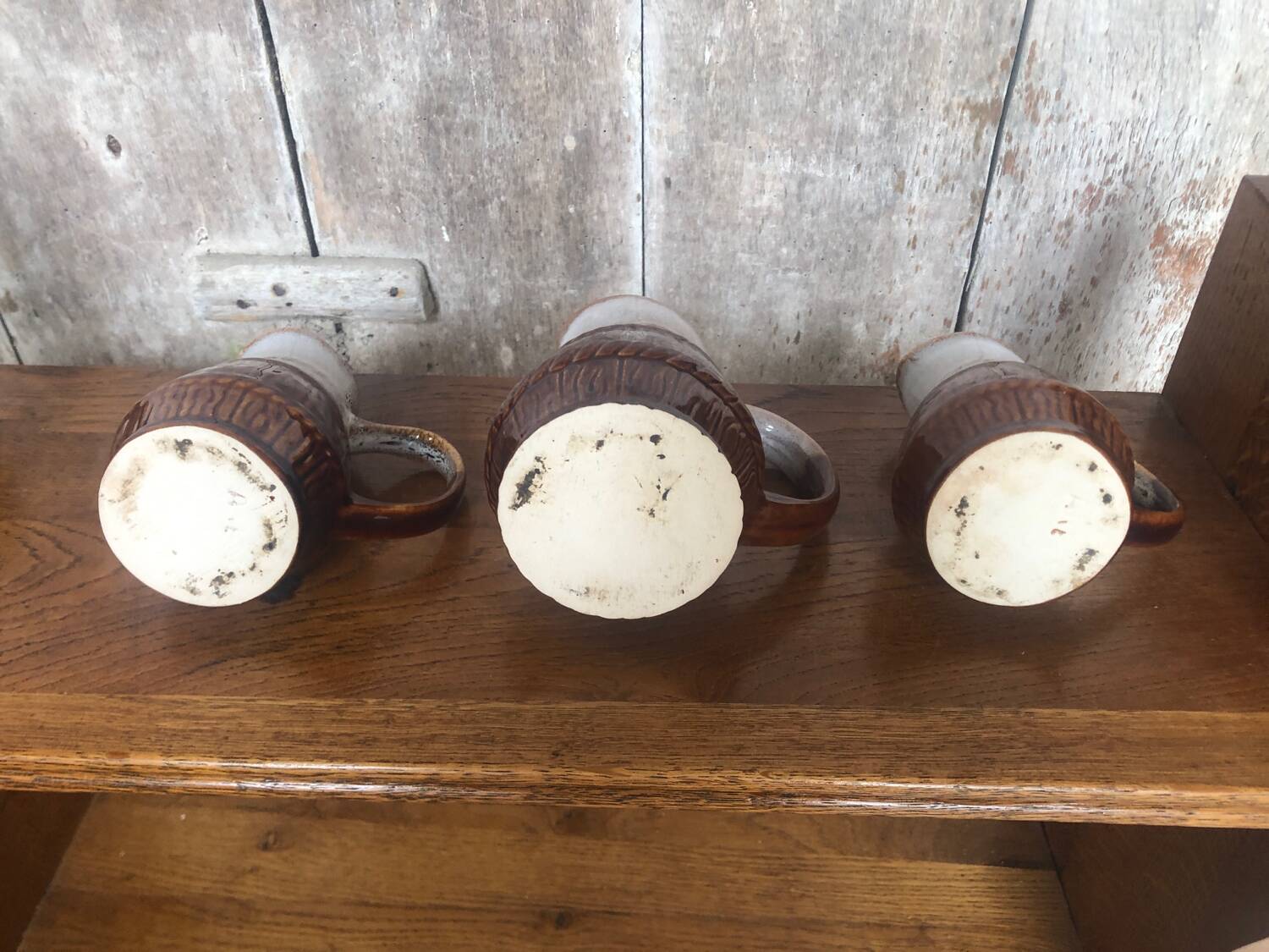 Set of 3 old revol b63 flamed ceramic pitchers 0.25l & 0.5l