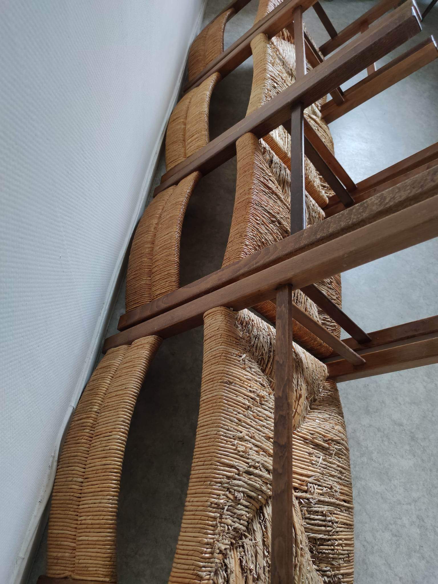 4 straw and wood chairs