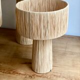Minimalist raffia bedside table lamp