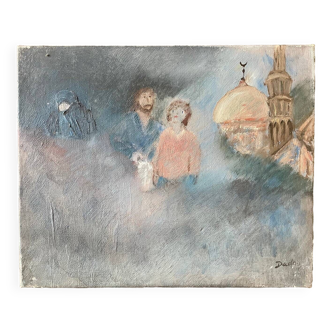 Tableau onirique vintage années 70