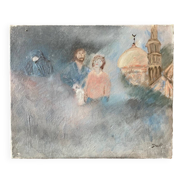 Vintage dreamlike painting from the 70s