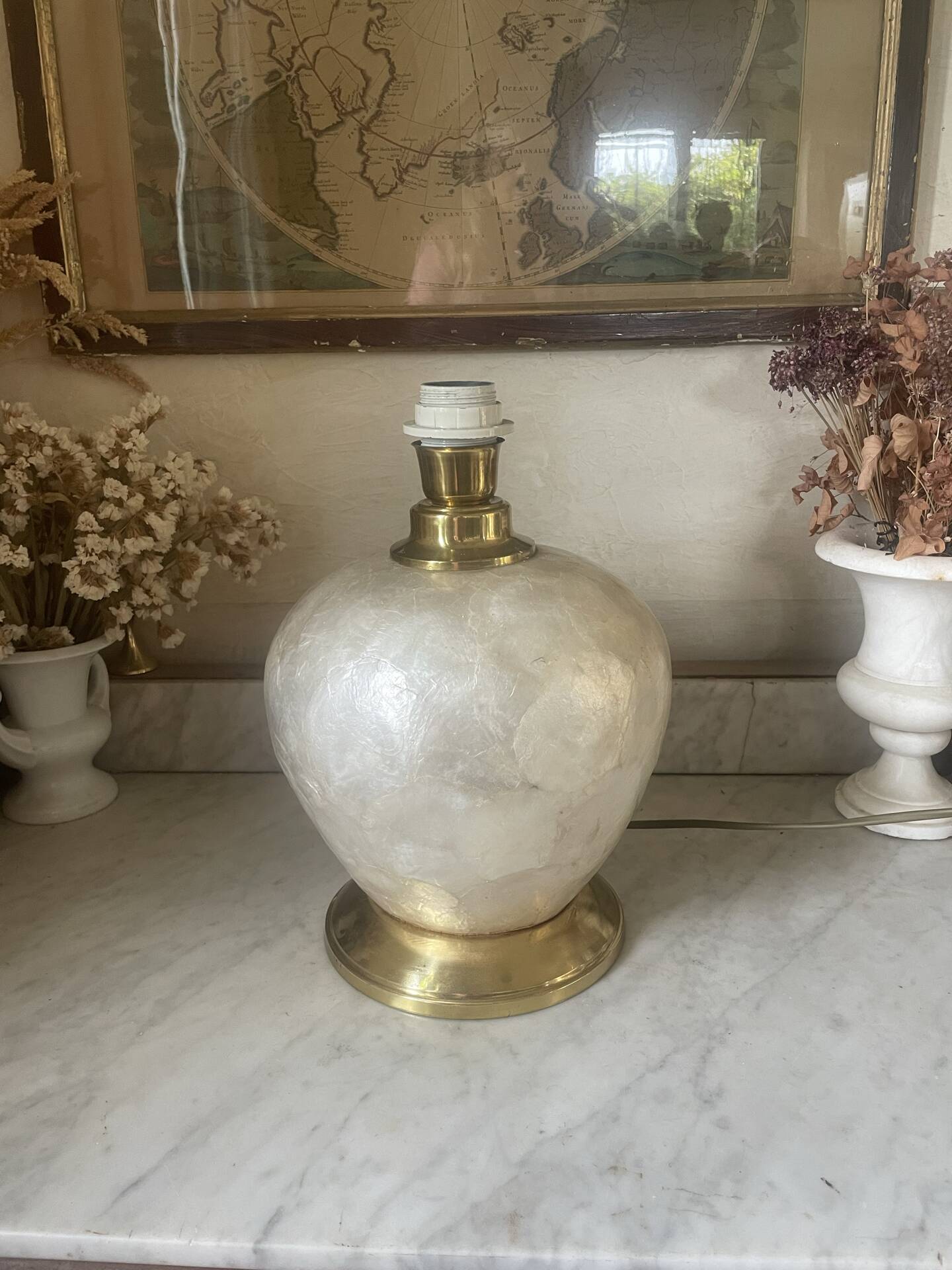 Capiz shell lamp and vintage brass