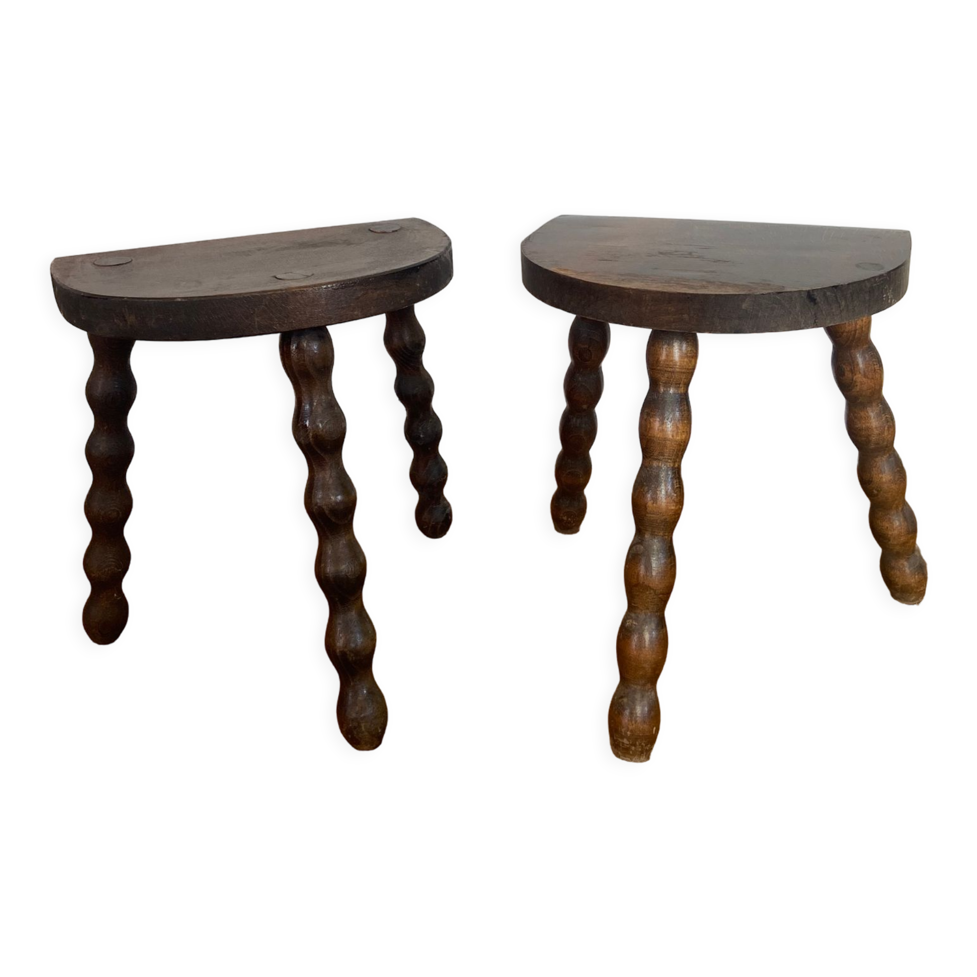 Pair of old low slag stools