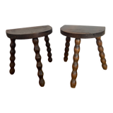 Paire tabourets de laitiers bas ancien