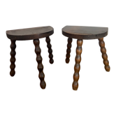 Paire tabourets de laitiers bas ancien