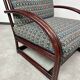 Fauteuil à oreilles en bambou de style milieu du siècle avec tabouret par Gervasoni