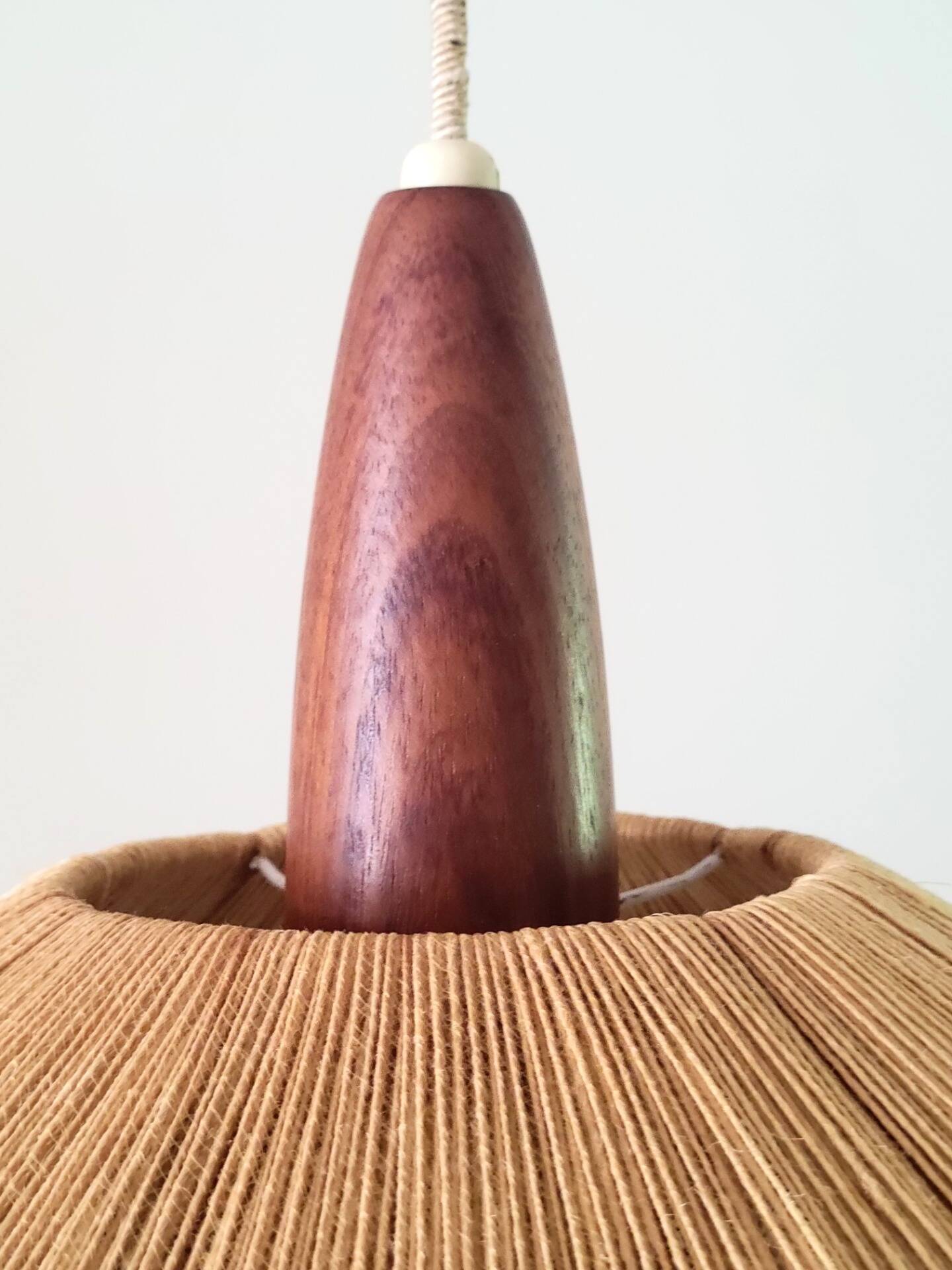 Vintage sisal hanging lamp by Temde Leuchten, 1965