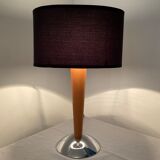 Scandinavian wood and metal lamp chrom from the 70s-80s