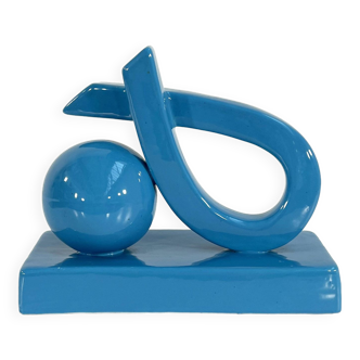 Vase italien en céramique bleu, 1970s