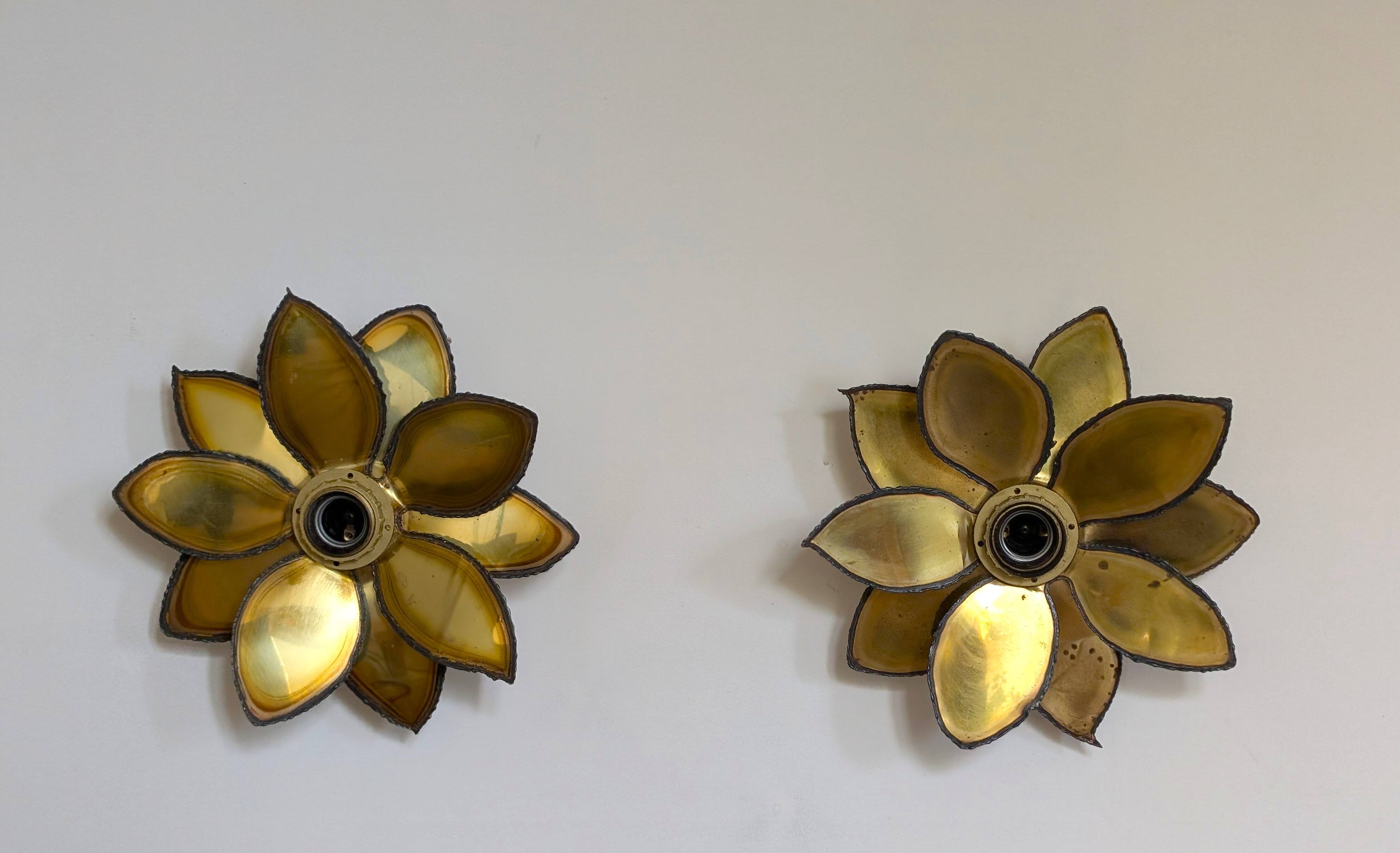 Paire appliques feuilles brutalistes