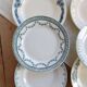 6 mismatched vintage ironstone plates – Green and blue patterns