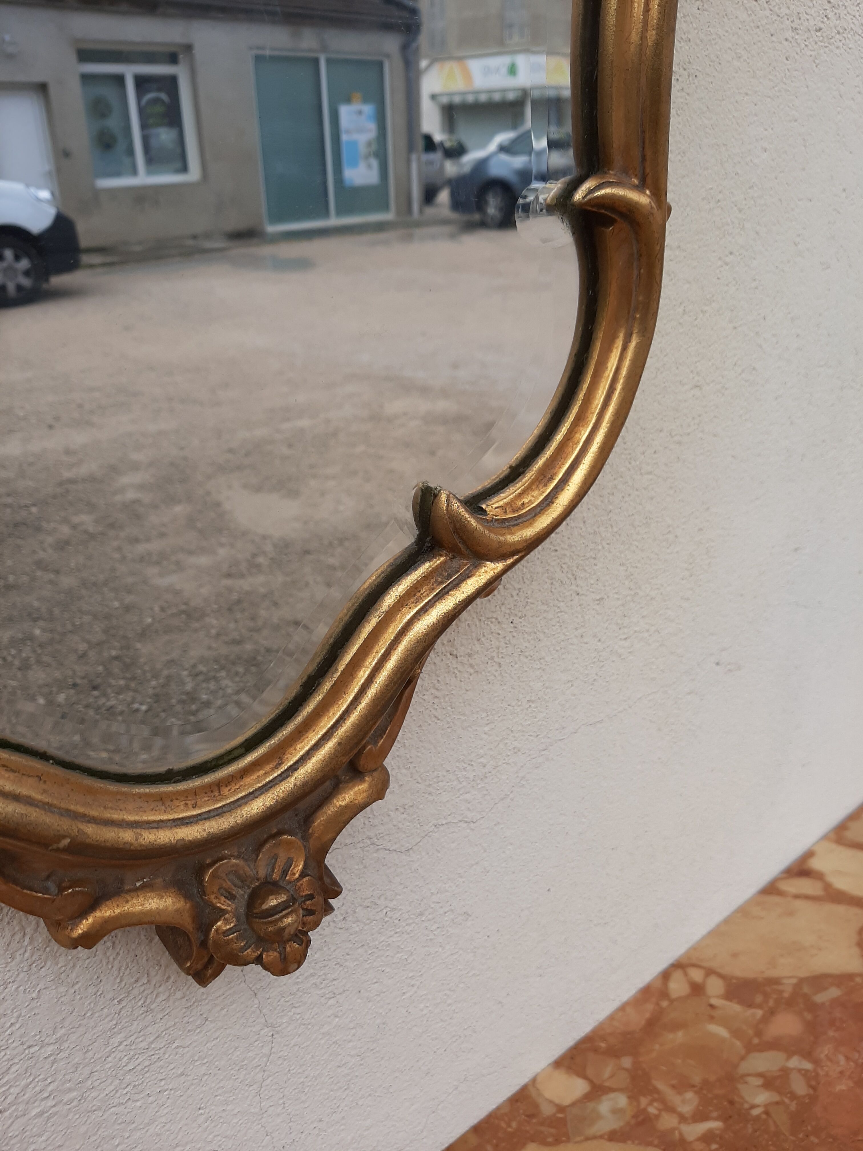 Miroir doré baroque style Louis XV biseauté