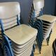 Lot of 25 gray wood school chairs with blue feet Netherlands 70s/80s